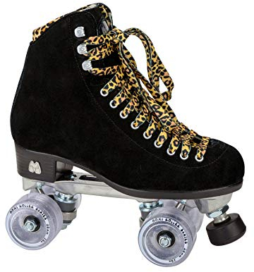 Moxi Skates - Panther - Lustige und modische Rollschuhe für Damen | Schwarzes Wildleder | Größe 4