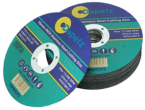 Dapetz ® Juego de 20 Discos Abrasivos de Radial de Corte de Metal de 115 mm INOX de Acero Inoxidable, Disco de Corte Fino de Metal para Amoladora de Ángulo, Herramientas de Corte de Metal