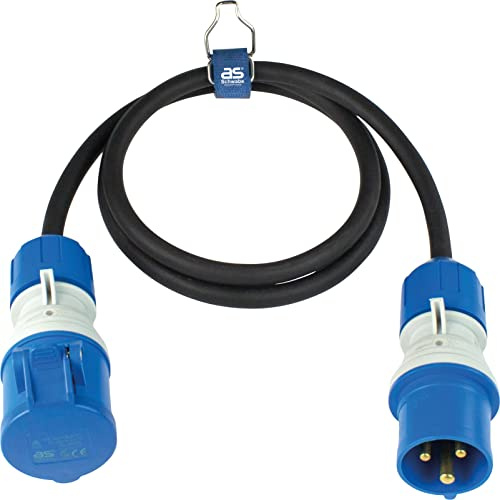 as - Schwabe Camping Verlängerungsleitung 5 m – 230 V / 16 A / 3-polig | CEE Stecker mit Spannungsanzeige - CEE-Kupplung mit Klappdeckel - Wohnmobil Verlängerung - Made in Germany - IP44, 61401