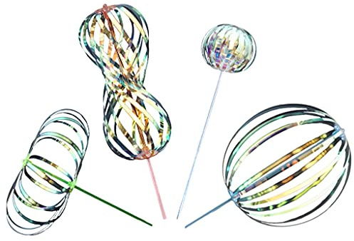 SENSORY4U Rainbow Twirler Stick - 4 Pack - Magic Party Bubble Wand - Spin Twirl Swirl and Dazzle - Fun Addicting Party Favor