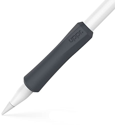 UPPERCASE Designs NimbleGrip Ergonomischer Premium-Griffhalter aus Silikon, Doppelseitiges Design, Kompatibel Mit Apple Pencil 1. Generation und Apple Pencil 2. Generation (Mineralgraue, 1 Packung)