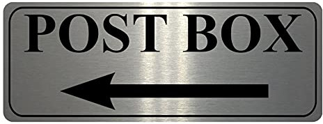 xtra-print 1182 POST BOX Arrow Left Metal Aluminium Plaque Sign Door Gate House Office (120x40mm., Brushed Silver)
