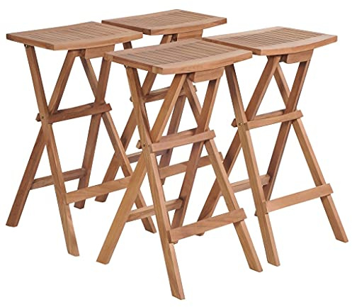 Bopdu Sgabelli da Bar Pieghevoli 4 pz in Legno Massello di Teak