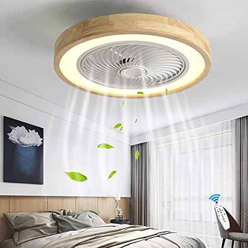 UZOURI Lampadario a soffitto Log Pattern Camera da letto Ventilatore Lampada da soffitto Sala da pranzo Lampadario 50CM Dimmerabile con telecomando
