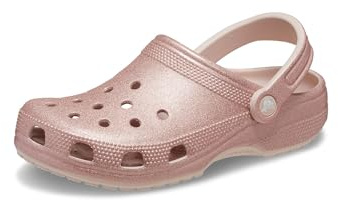 Crocs Unisex-Adult Classic Sparkly Clog, Metallic and Glitter Shoes, Quartz Glitter, 6 Men