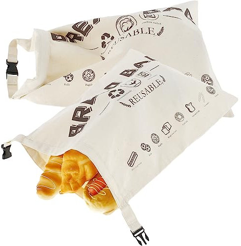 Sunhotty 2Pcs Bread Bags Reusable Freezer Bread Storage Bags Eco-friendly Bread Container with Double Lining Food Storage Bag for Homemade Bread Loaf Hot Dog Buns Bagels