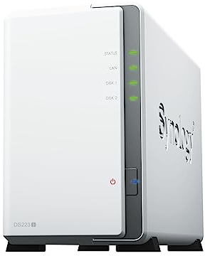 DS223j 2-Bay Diskstation NAS (Realtek RTD1619B 4-Core 1.7 GHz 1GB DDR4 Ram 1xRJ-45 1GbE LAN-Port) Bundle mit 2 x 12TB WD RED Plus HDD (WD120EFBX - 68B0EN0)
