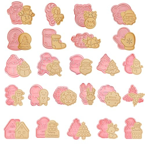 ZOOMPIL Formine per Biscotti di Natale, Set di formine per Biscotti di Natale, Formine per Biscotti in plastica, per Decorare Torte Fondente Biscotti Pasticceria Decorazione Natalizia, 24 pcs