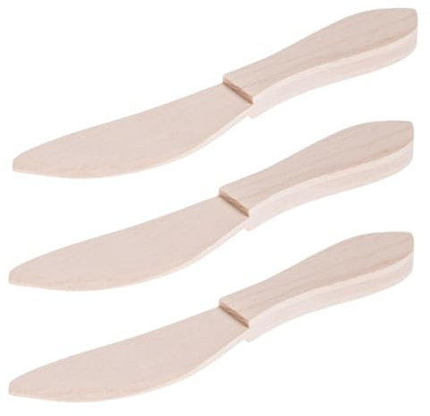 WooDeeDoo Wooden Butter Knife 18 cm | Pack of 3 | Natural Eco-Friendly Cheese Jam Spreader Utensil Travel Picnic Breakfast Party Camping Outdoor Dinner Tableware Accessories | Unfinished Wood