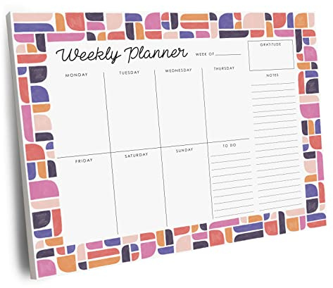 Weekly Planner Pad, 52 Letter Size Tear Off Sheets, 8.5” x 11” Undated Calendar Weekly Desk Planner Notepad, Daily Schedule Priorities To Do List for Week (Style 3)