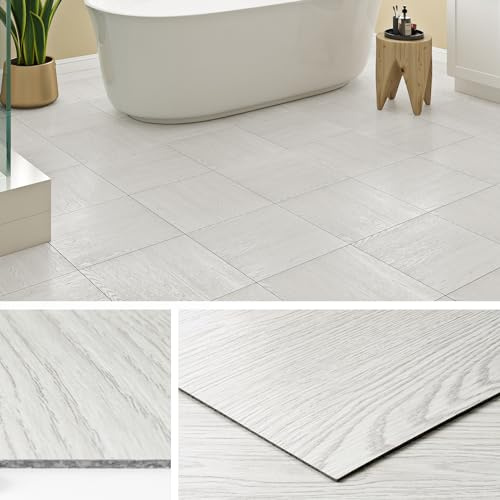 Livelynine Suelo Vinilico Autoadhesivo Blanco Efecto Madera 30x30CM Vinilo Suelo Cocina 32-Baldosas Adhesivas Suelos Madera Claro Suelos Vinilo Autoadhesivo Baño Laminado para Habitación