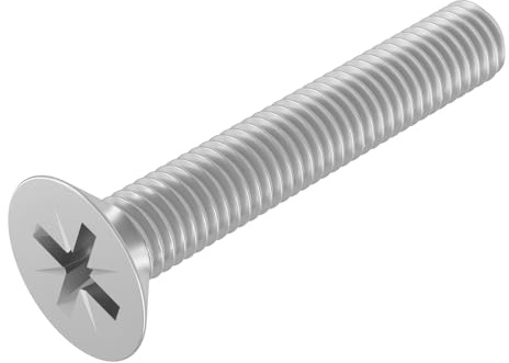 SECCARO Vite a testa svasata M5 x 30 mm, acciaio inox V2A VA A2, DIN 965, a croce/PZ, filettatura totale, 20 pezzi