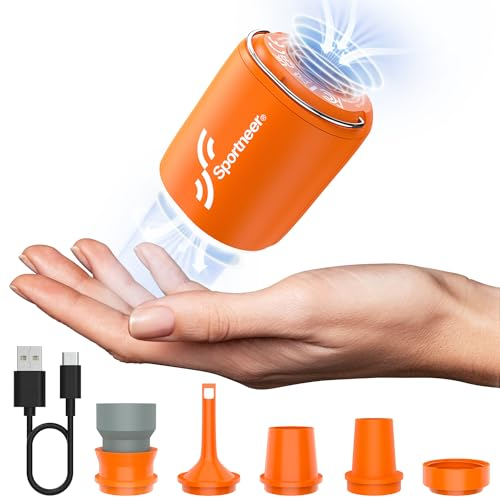 Mini Elektrische Luftpumpe - Sportneer Elektrische Luftpumpe mit 1600mAh Akku Tragbare Mini Pumpe mit Camping Licht und Magnetisches Design Pumpe Air Pump für Luftmatratze Vakuumbeutel
