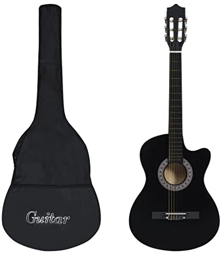 prissent Set Chitarra Classica Western 12 pz con 6 Corde Nera 38 Chitarra Legno Bambini Guitarra Classica Chitarra Principianti Gitara per Bambini Chitarre Classiche 35,5x8,5x98 cm