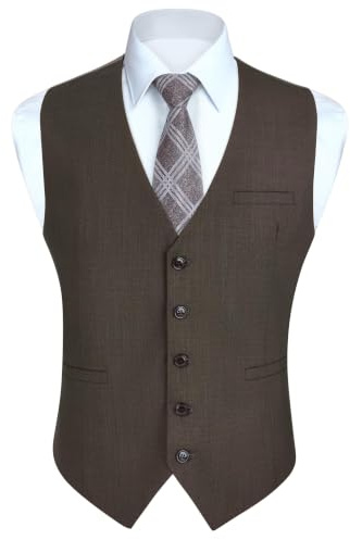 HISDERN Herren Formale Hochzeit Party Weste Baumwolle Einfarbig Weste
