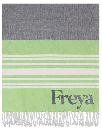 TeddyT's Personalised Turkish Style Hammam Striped Cotton Towel (Apple Green)