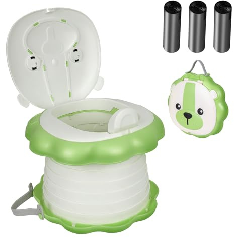 Adorila Reisetöpfchen für Kleinkinder, tragbarer Reise-Klapp-Toilettensitz, Grün
