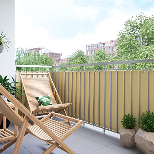 BalkonsichtschutzZaunblende Sichtschutz Blickdicht Polyester mit Ösen für Balkon Sichtschutz - Dunkelgrün 100x750cm