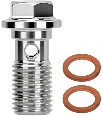Boulons Banjo, M11 x 1,25, Filetage 23 mm, Ligne de Frein Turbo, Boulon Banjo avec 2 Rondelles en Cuivre, Adaptateur de Raccord en Acier Inoxydable pour Système de Mazout