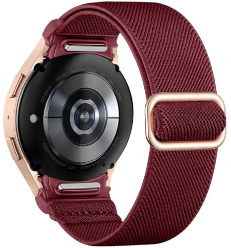 Mastten Elastisk Nylonrem - Kompatibel Med Samsung Galaxy Watch 7/6/5/4, 40 mm 44 mm/Galaxy Watch 6 4 Classic/Watch 5 Pro/FE, Snabbfrigörande Sportband för Kvinnor och Män, Vinröd