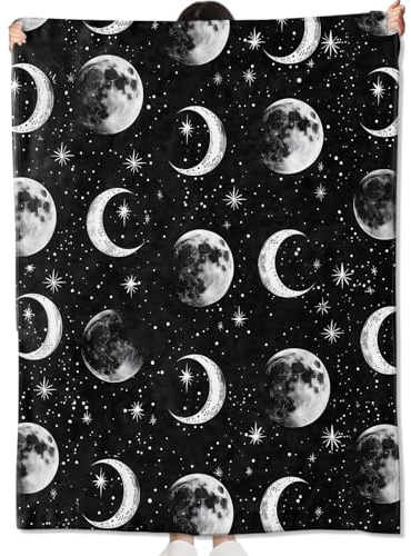 amepay Decke mit Mondphasen, Geschenke für Kinder, Erwachsene, Damen, himmlische Astronomie und Weltraum-Überwurf, weich, bequem, leicht, für Zimmer, Couch, Bett, Sofa, mystische Dekoration, 152,4 x