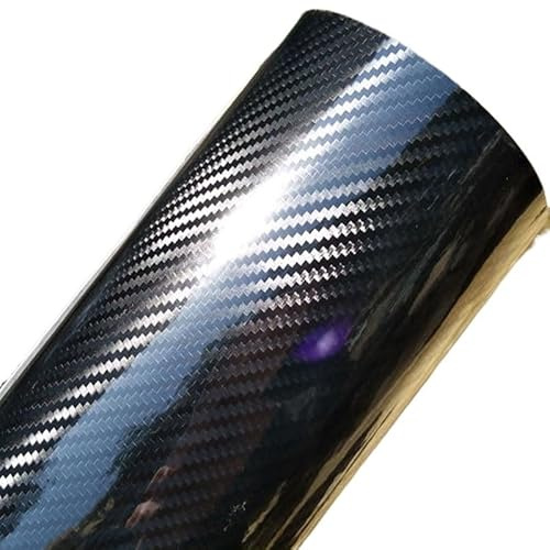 Autofolie Hochglänzende 5D-Carbonfaser-Vinylfolie in Silber, Schwarz, Rot, Grau, Carbonfaser-Car-Wrap-Blatt, Rollenfolie, Werkzeug, Autoaufkleber, Aufkleber Car Wrapping Folie(5D black 4d,50CM X 300CM