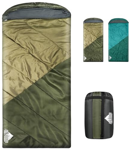 AGEMORE Schlafsack für Erwachsene, Doppel- und Einzelgröße, leicht, tragbar, Camping-Schlafsack mit Zugrohren, geeignet für warmes und kaltes Wetter, Camping, Wandern, Rucksackreisen oder Reisen