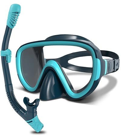 G2RISE Masque de Plongée, avec Lentilles en Verre Trempé, Kit de Plongée pour Adulte avec Tuba avec Boucle Réglable Améliorée pour la Plongée en Apnée,Pongée, Natation (Vert Foncé)