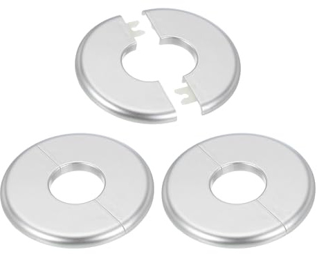 PATIKIL Rohrabdeckung Wand Split Flansch Rohrmanschette 1,36/34,5mm, 3 Stück ABS Runde Selbstklebende Rosetten Wasserhahn Armaturen-Abdeckungen für Wasserrohr Dekoration, Silber