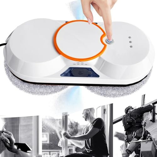 Soflightmok Robot Window Cleaner,5600pa Smart Glassvacuum Cleaner With Dual Water Spray/Remote Control/Cleaning Cloth/Safety Rope, Window Cleaning Robot For Interior/Exterior Windows,White