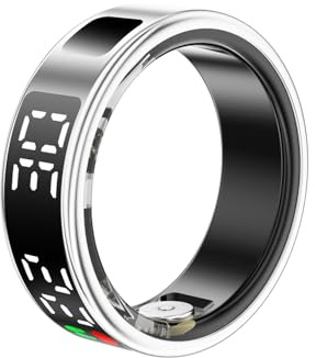 Smart ring med tid, IP68 smart ring för kvinnor män med sömn hjärtfrekvens blodtryck syremonitor vattentät fitnessmätare stegräknare kalorier stegräknare, silver #13