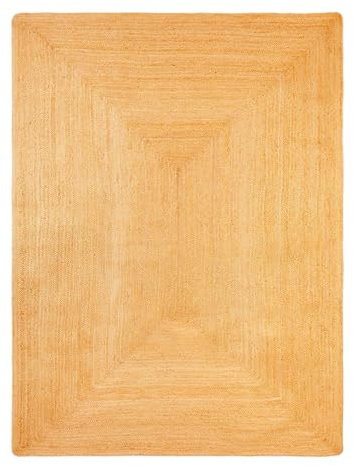 BioEcoLux Teppich Flur Läufer 160 X 230 cm - Jute Teppich Natur Boho Ethno Muster – Handgefertigt & Modern – 100% Naturfaser – Wohnzimmer, Schlafzimmer, Küche, Flur, Outdoor – Beige