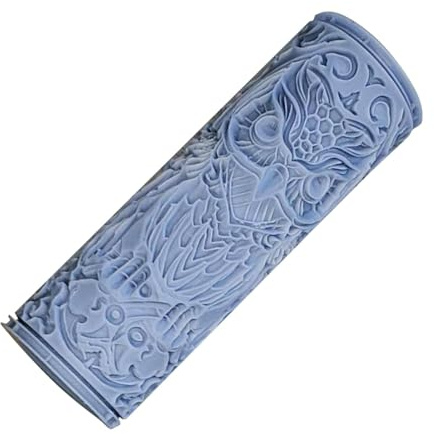 Rullo per ceramica fatto a mano, in argilla goffrata, strumento di design per ceramica, manico liscio e confortevole, design robusto intagliato, 9,94 x 3,5 cm, ideale per ceramisti e progetti