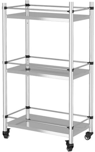 Robustes Küchenregal mit 5 Ebenen, Edelstahl, mit Rollen, Topf-Organizer und Regal für Dekoration und Organisation (60 x 16 x 84 cm)
