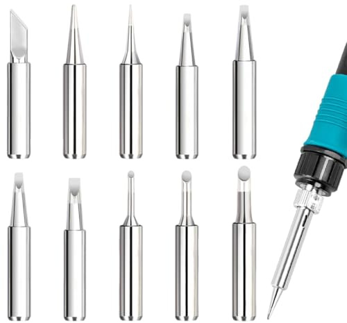 OHREN 10 Pz Punte per Saldatore Senza Piombo Diversi Modelli di Punte di Saldatura di Ricambio per Saldatore Saldatura Punte Ricambio Set con Manicotto di Saldatura