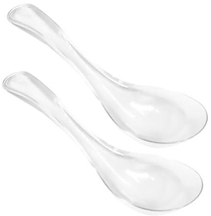 MUCKLILY Cucharas De Vidrio Transparentes 2 Piezas, Utensilios De Cocina Para Postres y Sopa, Cucharas Lisas De Cristal, Accesorios Para Restaurante y Uso Doméstico