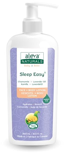 Aleva Naturals Sleep Easy® Baby Lotion – 100 % natürliche Inhaltsstoffe – Sanfte Gesicht- & Körperpflege mit Lavendel, Kamille & Sheabutter – Für Babys & Neugeborene – Vegan – Made in Canada