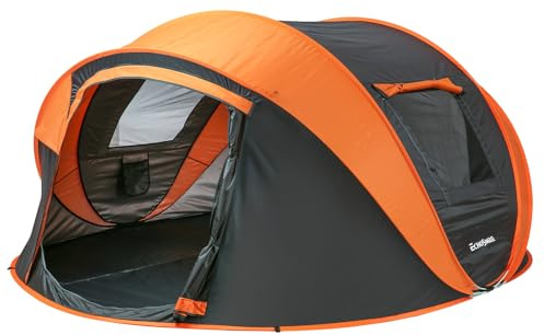 EchoSmile Pop up-tält 5–8 personer, tält vattentätt med 2 ventilationsfönster, familjetält och campingtält för picknick, vandring och utomhusaktiviteter, svart och orange