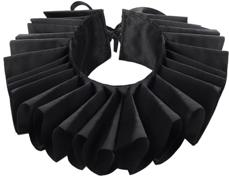 Satin Ruff Kragen Renaissance Elisabethan Rüschen Halsbänder Abnehmbare Clown Halskrause Perlen Ruffen Retro-Halsausschnitt Elisabethanisches Kostümzubehör Karneval Cosplay Theater Show Accessoires