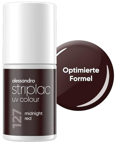 alessandro Striplac Peel-Off UV Gel Nagellack, Midnight Red, 6,5ml | Hochpigmentierter UV Gel Nagellack, bis zu 15 Tage Halt, kratzfest, acetonfrei & abziehbar, HEMA-frei & vegan