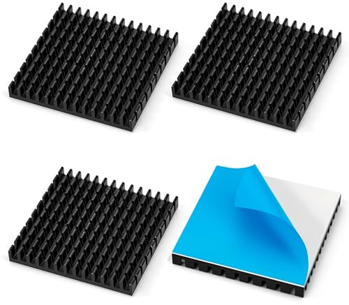 Tunejoy Dissipateur Thermique en Aluminium Ailettes Refroidissement avec Ruban Thermique pour Refroidissement des Composant Électronique SSD 40x40x5 mm 4 Pièces