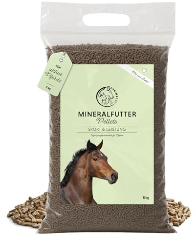 Sport & Leistung Mineralfutter Pferde getreidefrei 6 kg - Ergänzungs Pferdefutter für Pferde mit Aminosäuren, Vitaminen, Mineralstoffen & Spurenelementen, wie Zink, Selen, Omega 3 & Jod