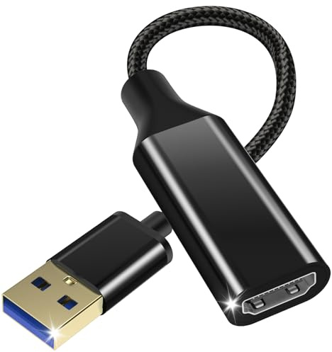 Herfair Cable adaptador USB a HDMI para monitor 1080P, color negro