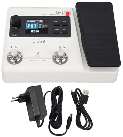 Alomejor Multi -Effektprozessor, 8 Module 100 Drum Rhythm Gitarrenpedal mit und 24 Bit A, D für Gitarrenbassspieler (EU-Stecker)