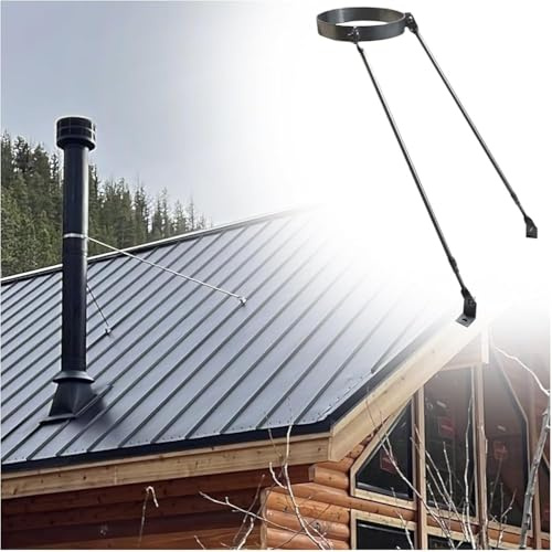 Chimney pipe bracket,Universal Adjustable Support Bracket Set for Steel Chimney Pipes Wall/Roof Mount Fits 100-250mm Stove Pipes (Diameter: 220mm) - & Easy Installation