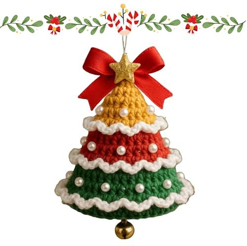 Campana di Babbo Natale fai da te realizzata a maglia, decorazione for albero di Natale realizzata a maglia, decorazione for albero di Natale realizzata a mano for principianti(Christmas Tree)