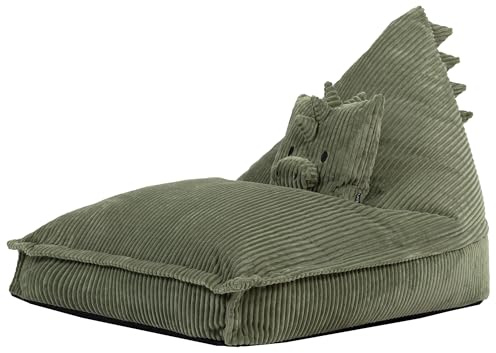 icon Dexter Dinosaur Kids Bean Bag, Cord Animal Friends, Green, Kids Bean Bag Chair with Fill Included for Girls and Boys, Childrens Chair, Beanbags for Children, Playroom Décor, Bedroom Accessories
