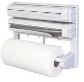 Dispenser da Parete per Pellicola Alimentare, Alluminio, ABS, Bianco, 35,8x6,5x18,4 cm, con Taglierina di Precisione, per Cucina Domestica, Ristorazione