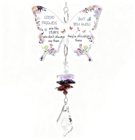 Butterfly Fridend Gifts, Best Friendship Gifts for Women, Beautiful Crystal Butterfly Suncatcher, Elegant Garden Sun Catchers, for Bestie Special Birthday Anniversary Graduation