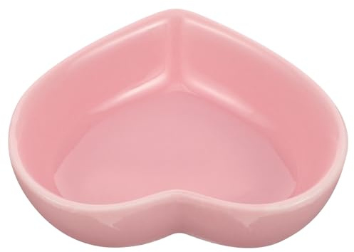 FIXOSHEE Ceramic Heart-Shaped Food Bowl for Hamsters Sturdy Small Pet Dish for Dry Food and Snacks, for Gerbil and Hedgehog